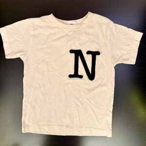 SWANK Ivory Monogram Letter N Tee Toddler 3T Black Patch Shirt